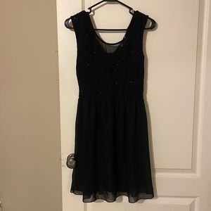 Black Lace Flowy Mesh Dress